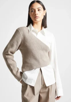 Asymmetric Knitted Overlay Shirt
