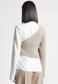 Asymmetric Knitted Overlay Shirt