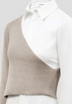 Asymmetric Knitted Overlay Shirt