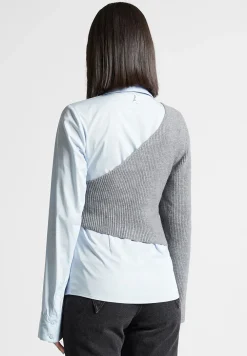 Asymmetric Knitted Overlay Shirt