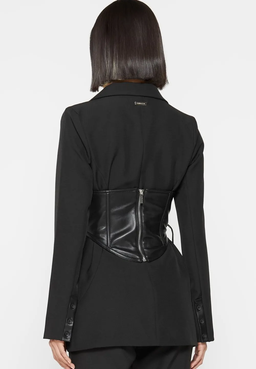 Blazer With Vegan Leather Corset