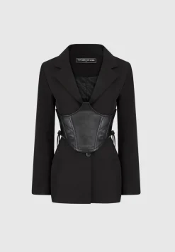 Blazer With Vegan Leather Corset