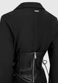 Blazer With Vegan Leather Corset