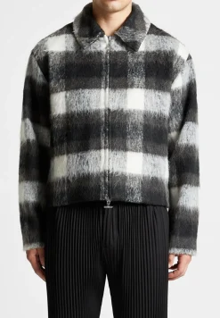 Boxy Check Jacket With Borg Collar