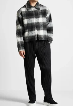 Boxy Check Jacket With Borg Collar