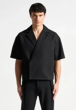 Boxy Twill Double Breasted Shirt