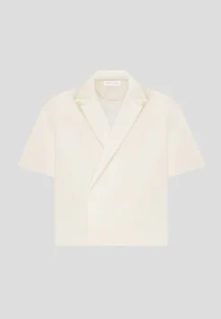 Boxy Twill Double Breasted Shirt