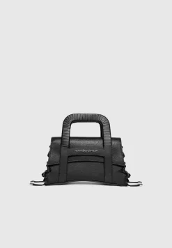 Caged Vegan Leather Lace Up Bag