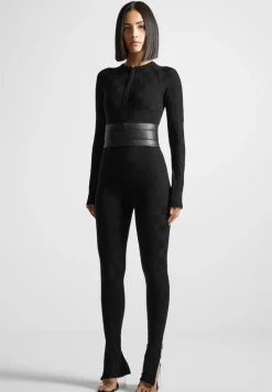 Chequerboard Knit Jumpsuit With Belt