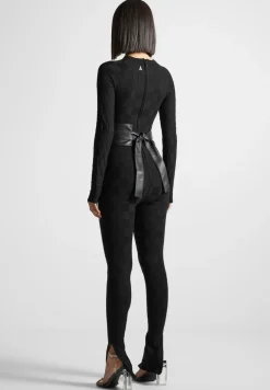 Chequerboard Knit Jumpsuit With Belt