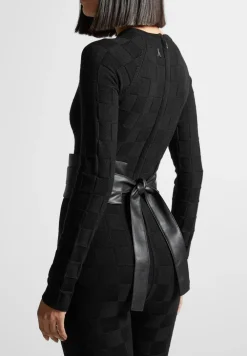 Chequerboard Knit Jumpsuit With Belt