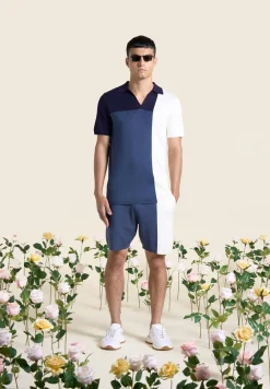 Colour Block Knit Revere Polo Top