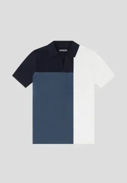 Colour Block Knit Revere Polo Top