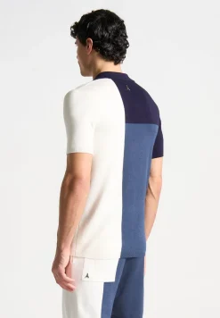 Colour Block Knit Revere Polo Top