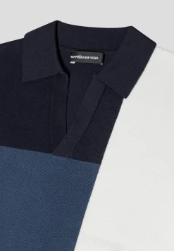 Colour Block Knit Revere Polo Top