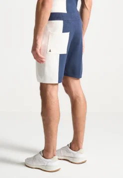 Colour Block Knit Shorts - Navy/Steel