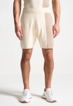 Colour Block Knit Shorts - Black/Beige