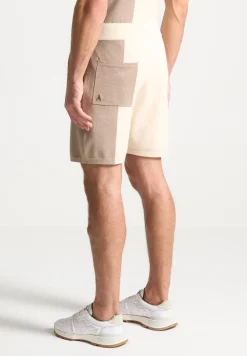 Colour Block Knit Shorts - Black/Beige