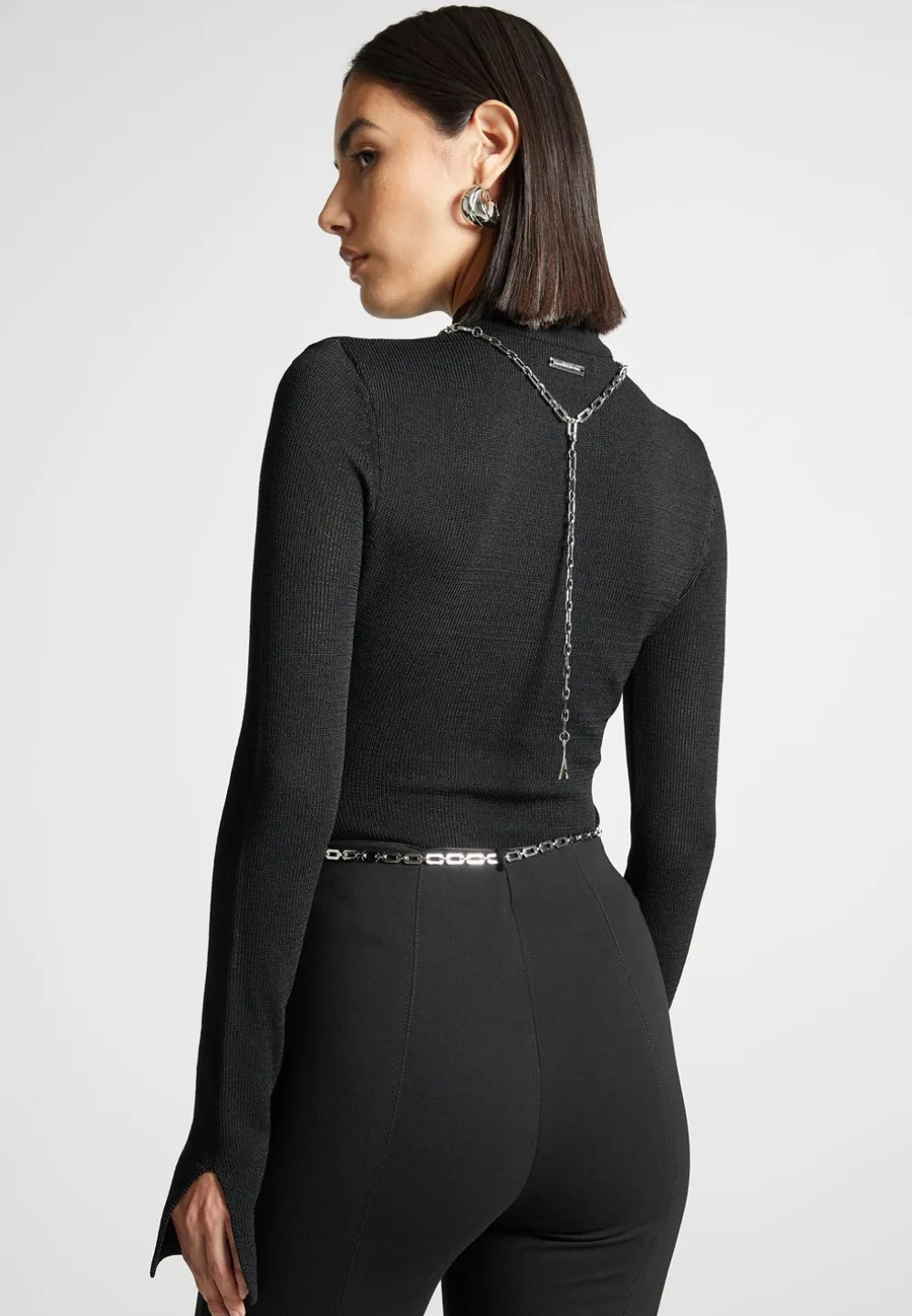 Contour Knit Bodysuit With Chain