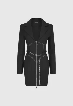 Corset Blazer Dress With Chain