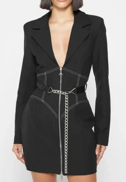 Corset Blazer Dress With Chain