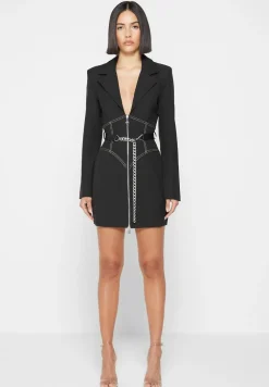 Corset Blazer Dress With Chain