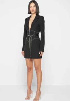 Corset Blazer Dress With Chain