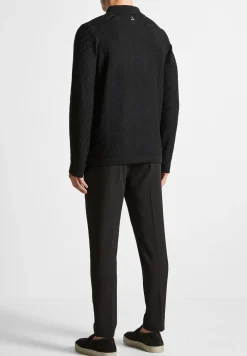 Cotton Blend Waffle Knit Long Sleeve Polo Top