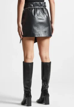 Cracked Vegan Leather Wrap Skirt
