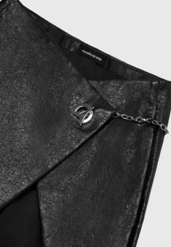 Cracked Vegan Leather Wrap Skirt