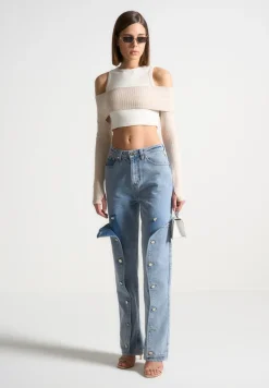Crop Top With Knitted Overlay