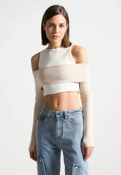 Crop Top With Knitted Overlay
