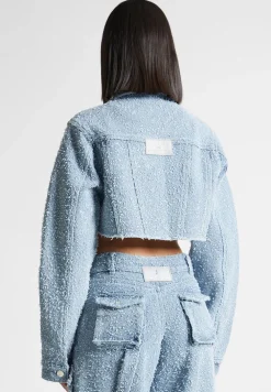 Cropped Boucle Denim Jacket