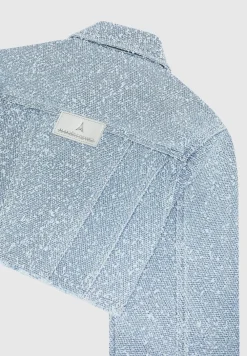 Cropped Boucle Denim Jacket