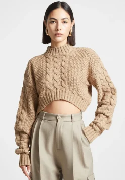 Cropped Cable Knit Jumper
