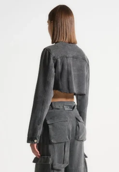 Cropped Tacked Sleeve Jacket