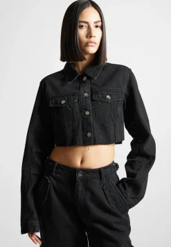 Cropped Tacked Sleeve Jacket