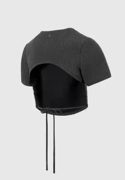 Curved Hem Backless Top With Tie