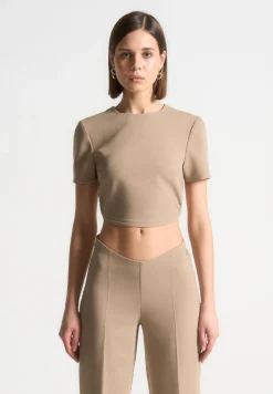 Curved Hem Backless Top With Tie