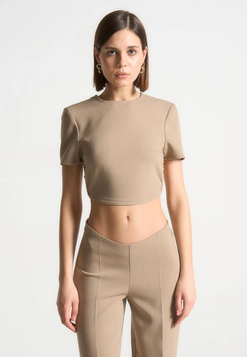 Curved Hem Backless Top With Tie