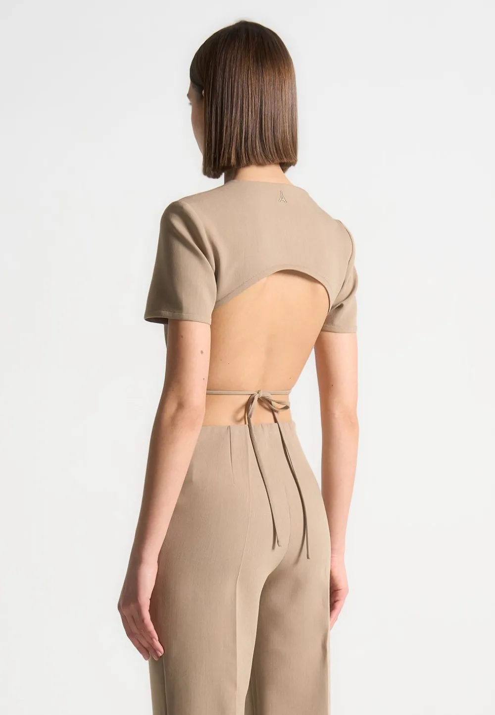 Curved Hem Backless Top With Tie