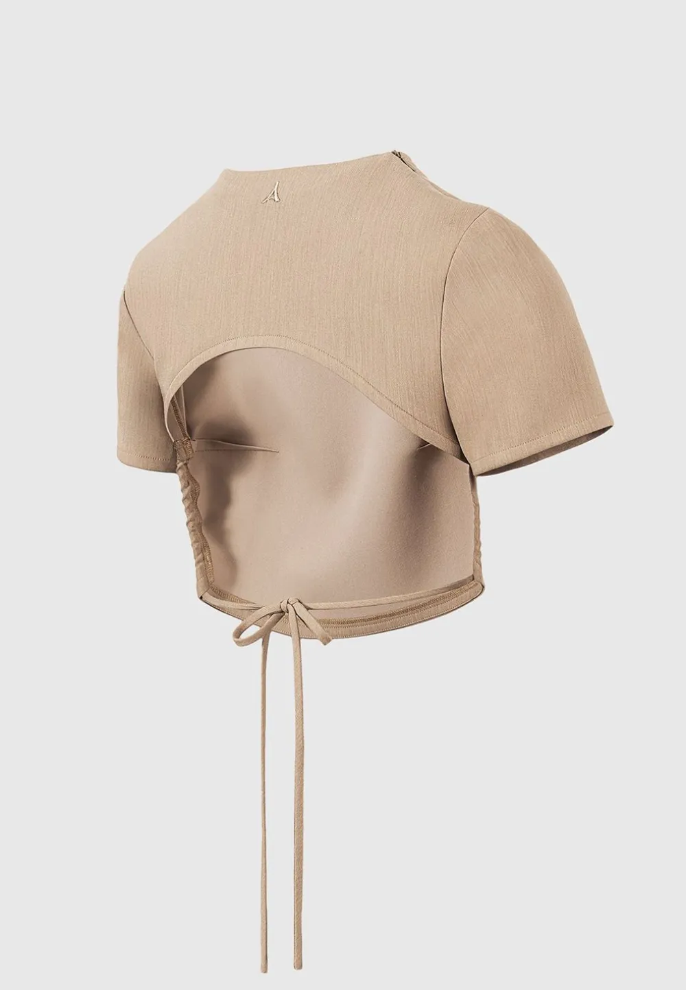 Curved Hem Backless Top With Tie