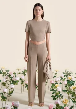 Curved Hem Backless Top With Tie