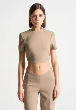 Curved Hem Backless Top With Tie