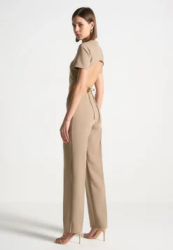 Curved Hem Backless Top With Tie