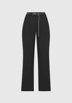 Cut Out Flared Trousers With Chain Belt