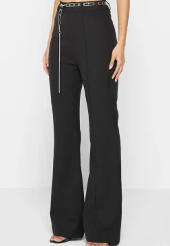 Cut Out Flared Trousers With Chain Belt