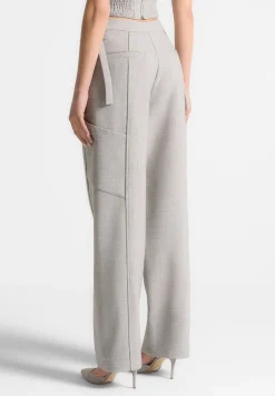 Cut Out Melange Tailored Trousers
