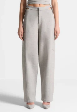Cut Out Melange Tailored Trousers