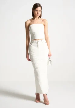 Denim Bandeau Corset Top